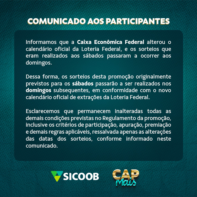 Comunicado aos participantes  CAP Mais
