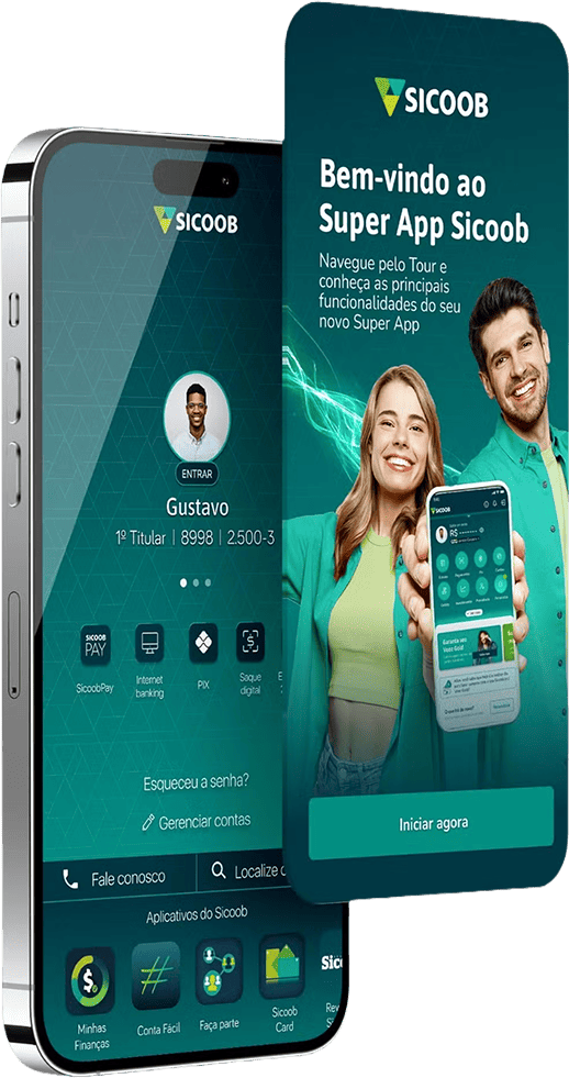 Celular com o aplicativo Sicoob