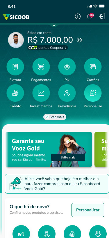 Tela App Sicoob