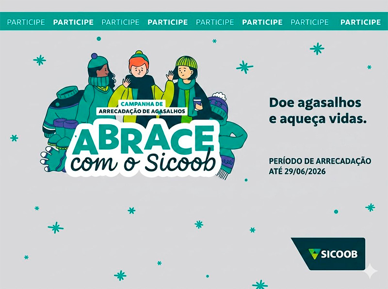 Imagem de divulgação da Campanha do Agasalho do Sicoob Credisc