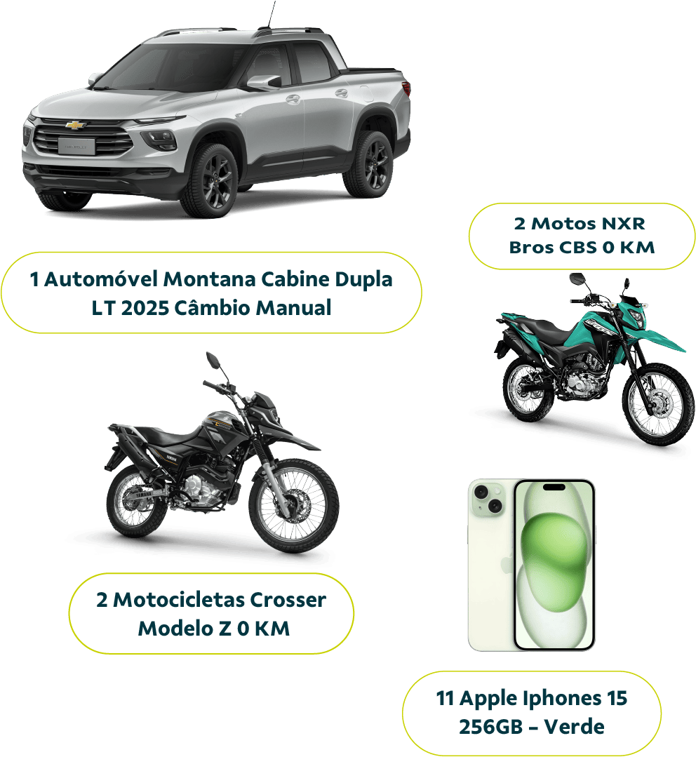 1 automóvel, 4 motocicletes e 11 iphones