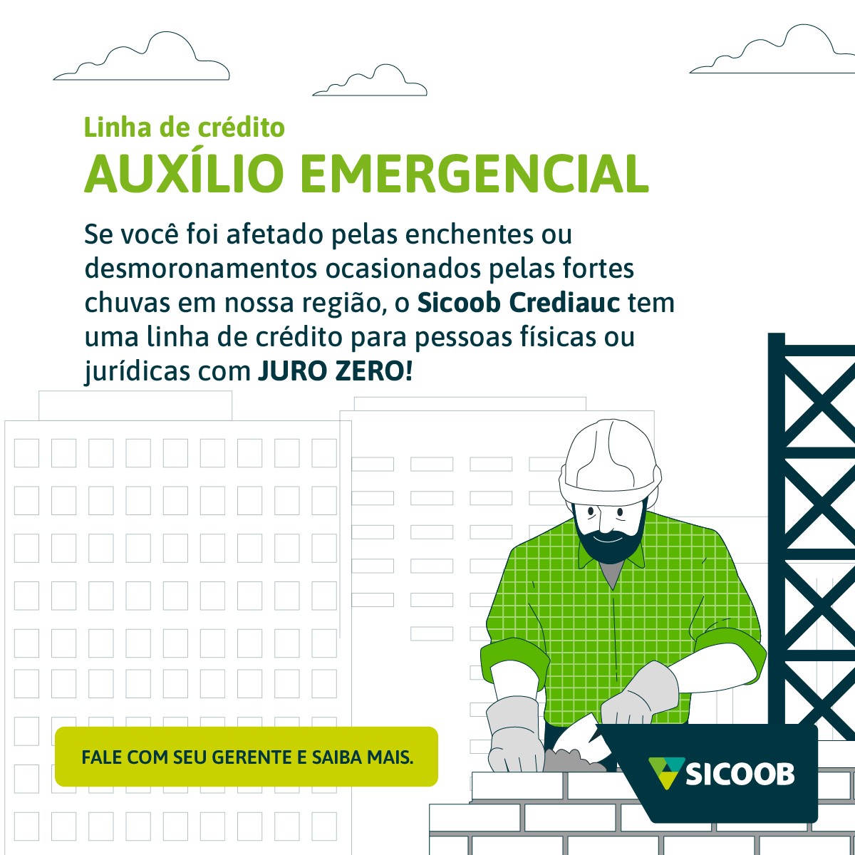 Sicoob Crediauc lança linha de crédito emergencial a juro zero.
