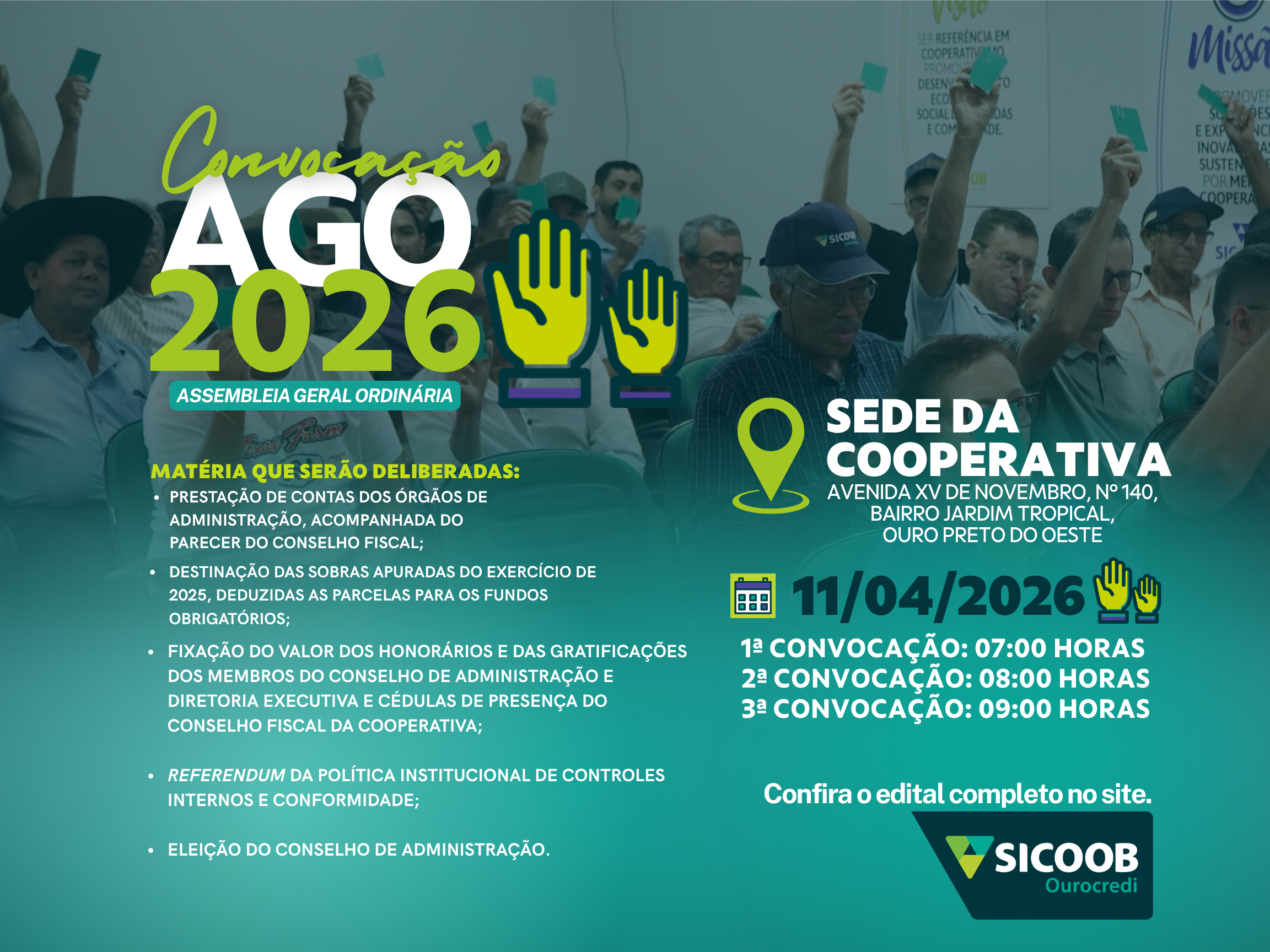 EDITAL DE CONVOCAÇÃO DA ASSEMBLEIA GERAL ORDINÁRIA - 2026