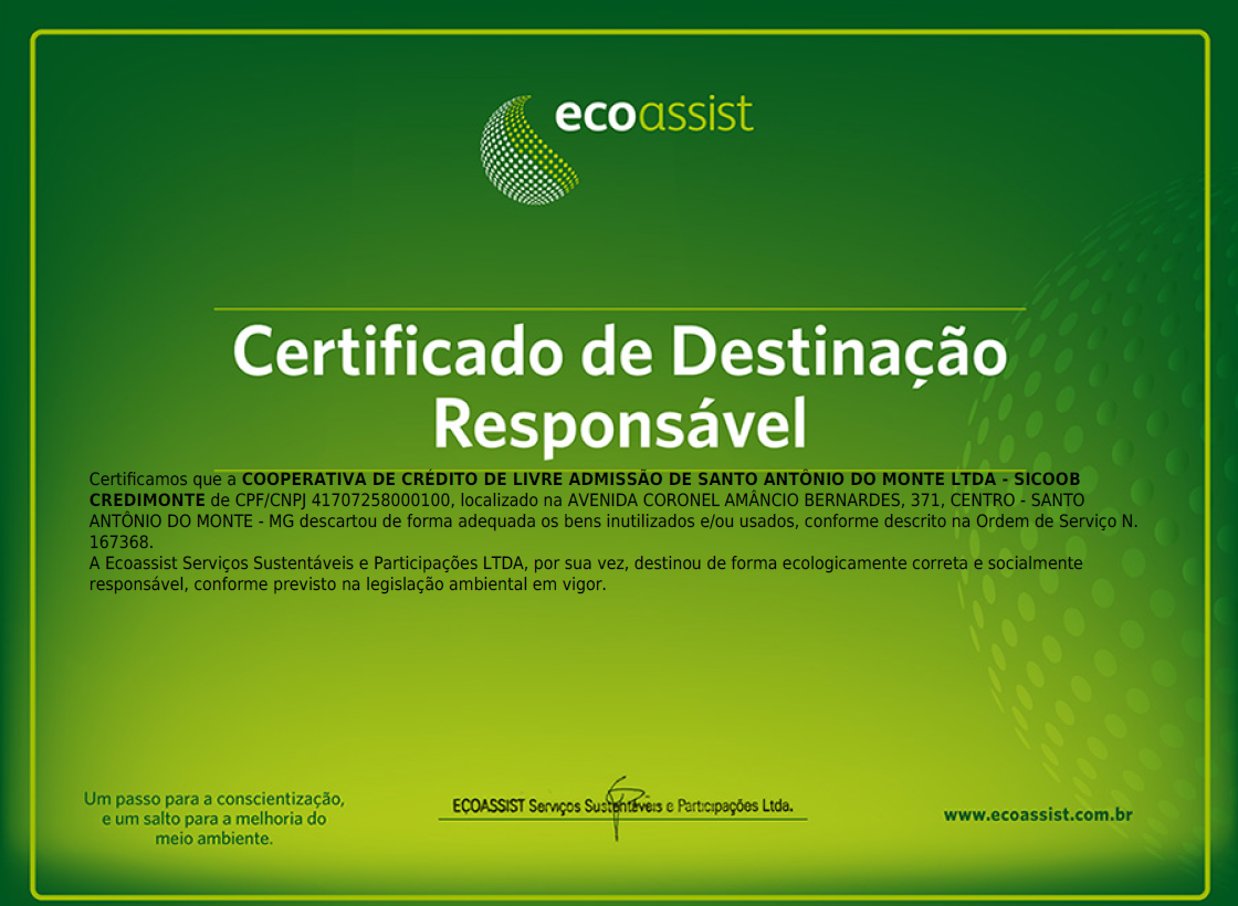 SICOOB CREDIMONTE REALIZA DESCARTE ECOLÓGICO DE UNIFORMES