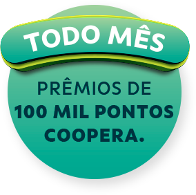 Todo mês prêmios de 100 mil pontos Coopera.