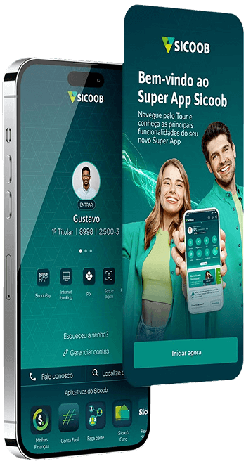 Celular com o aplicativo Sicoob