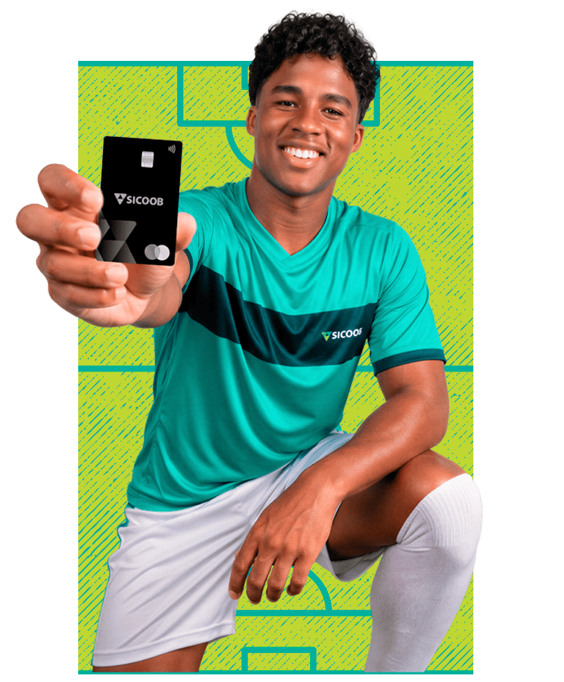 Jogador em campo representando a dinâmica da Goleada de Ofertas Sicoob