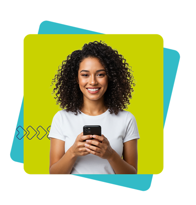 Mulher com cartão de crédito em mãos